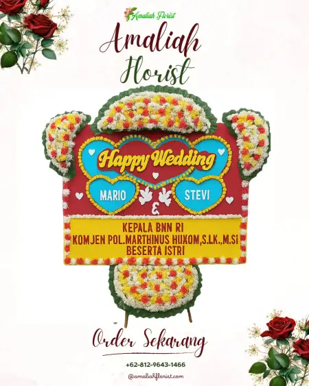 Papan Bunga Pernikahan Junti